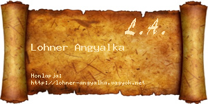 Lohner Angyalka névjegykártya